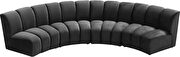4pcs gray velvet modular sectional sofa by Meridian additional picture 4