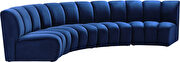 4pcs navy velvet modular sectional sofa by Meridian additional picture 6