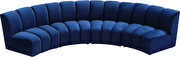 4pcs navy velvet modular sectional sofa by Meridian additional picture 8