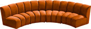 4pcs cognac velvet modular sectional sofa by Meridian additional picture 4
