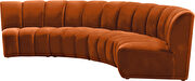 4pcs cognac velvet modular sectional sofa by Meridian additional picture 6