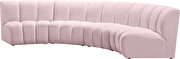 4pcs pink velvet modular sectional sofa by Meridian additional picture 4