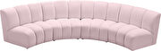 4pcs pink velvet modular sectional sofa by Meridian additional picture 6