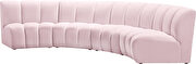 4pcs pink velvet modular sectional sofa by Meridian additional picture 8