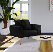 Simple casual style black velvet sofa w/ gold legs by Meridian additional picture 2