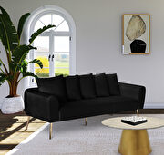 Simple casual style black velvet sofa w/ gold legs by Meridian additional picture 3
