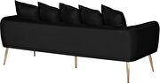 Simple casual style black velvet sofa w/ gold legs by Meridian additional picture 5