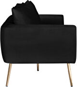 Simple casual style black velvet sofa w/ gold legs by Meridian additional picture 6