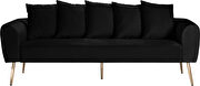 Simple casual style black velvet sofa w/ gold legs by Meridian additional picture 7