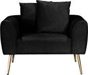 Simple casual style black velvet sofa w/ gold legs by Meridian additional picture 8