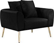 Simple casual style black velvet chair w/ gold legs by Meridian additional picture 2
