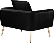 Simple casual style black velvet chair w/ gold legs by Meridian additional picture 3