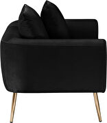 Simple casual style black velvet chair w/ gold legs by Meridian additional picture 4