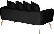 Simple casual style black velvet loveseat w/ gold legs by Meridian additional picture 2