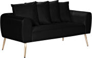Simple casual style black velvet loveseat w/ gold legs by Meridian additional picture 3