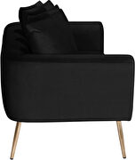 Simple casual style black velvet loveseat w/ gold legs by Meridian additional picture 4