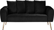 Simple casual style black velvet loveseat w/ gold legs by Meridian additional picture 5