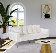 Simple casual style cream velvet sofa w/ gold legs by Meridian additional picture 2