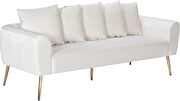 Simple casual style cream velvet sofa w/ gold legs by Meridian additional picture 3