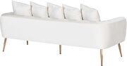 Simple casual style cream velvet sofa w/ gold legs by Meridian additional picture 4