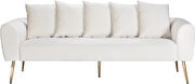 Simple casual style cream velvet sofa w/ gold legs by Meridian additional picture 5