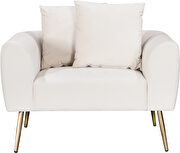 Simple casual style cream velvet chair w/ gold legs by Meridian additional picture 6