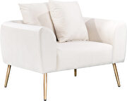Simple casual style cream velvet chair w/ gold legs by Meridian additional picture 7