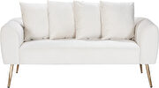 Simple casual style cream velvet loveseat w/ gold legs by Meridian additional picture 3