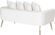 Simple casual style cream velvet loveseat w/ gold legs by Meridian additional picture 5