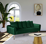 Simple casual style green velvet sofa w/ gold legs by Meridian additional picture 2