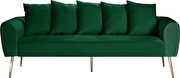 Simple casual style green velvet sofa w/ gold legs by Meridian additional picture 4