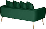 Simple casual style green velvet loveseat w/ gold legs by Meridian additional picture 4