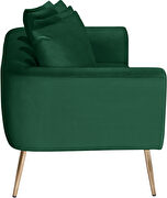 Simple casual style green velvet loveseat w/ gold legs by Meridian additional picture 5