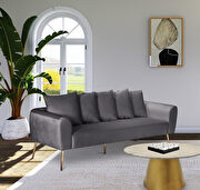 Simple casual style gray velvet sofa w/ gold legs by Meridian additional picture 2