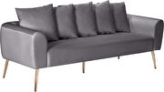 Simple casual style gray velvet sofa w/ gold legs by Meridian additional picture 4