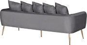 Simple casual style gray velvet sofa w/ gold legs by Meridian additional picture 5