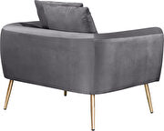 Simple casual style gray velvet chair w/ gold legs by Meridian additional picture 3