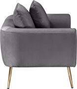 Simple casual style gray velvet chair w/ gold legs by Meridian additional picture 4