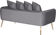 Simple casual style gray velvet loveseat w/ gold legs by Meridian additional picture 5