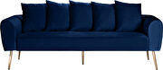 Simple casual style navy velvet sofa w/ gold legs by Meridian additional picture 6