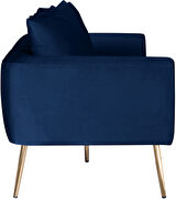 Simple casual style navy velvet sofa w/ gold legs by Meridian additional picture 7