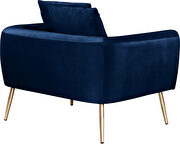Simple casual style navy velvet chair w/ gold legs by Meridian additional picture 3