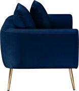 Simple casual style navy velvet chair w/ gold legs by Meridian additional picture 4