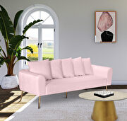 Simple casual style pink velvet sofa w/ gold legs by Meridian additional picture 2