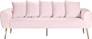 Simple casual style pink velvet sofa w/ gold legs by Meridian additional picture 5