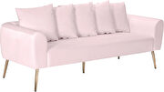 Simple casual style pink velvet sofa w/ gold legs by Meridian additional picture 6
