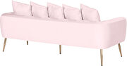 Simple casual style pink velvet sofa w/ gold legs by Meridian additional picture 7