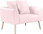 Simple casual style pink velvet chair w/ gold legs by Meridian additional picture 2