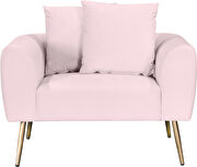 Simple casual style pink velvet chair w/ gold legs by Meridian additional picture 3