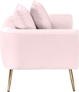 Simple casual style pink velvet chair w/ gold legs by Meridian additional picture 4